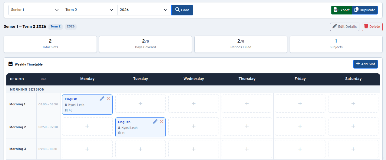 Academic Operations & Timetables