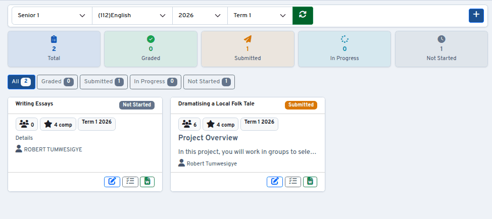 Student Project Progress
